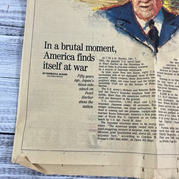 Vintage Akron Beacon Journal Newspaper Dec 1 1991/Dec 7 1941 Pearl Harbor Infamy - Picture 6 of 16